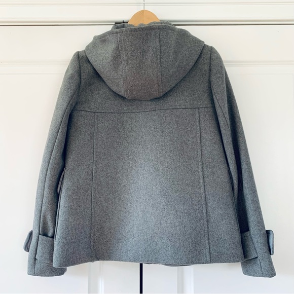 J. Crew Melton Wool Duffle Toggle Coat Italian Hooded Stadium Cloth Gray Size 4 - Picture 3 of 9